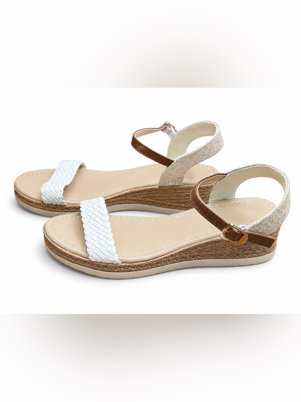 Braided Espadrille Sandals with Tan Ankle Strap